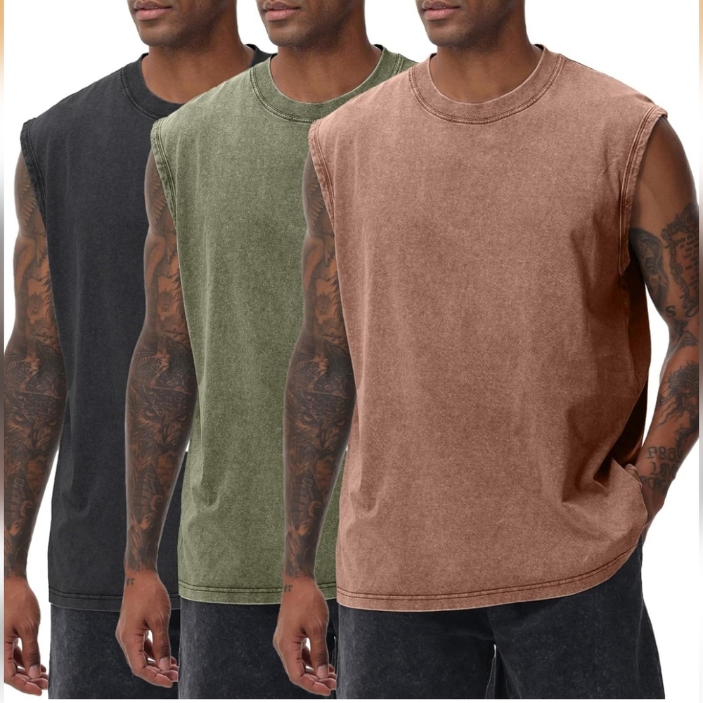 Men's Sleeveless Shirt - Black, Green, and Brown